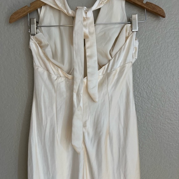 NWOT Start of Forever Ivory Satin Halter Mermaid Maxi Dress - Picture 6 of 9